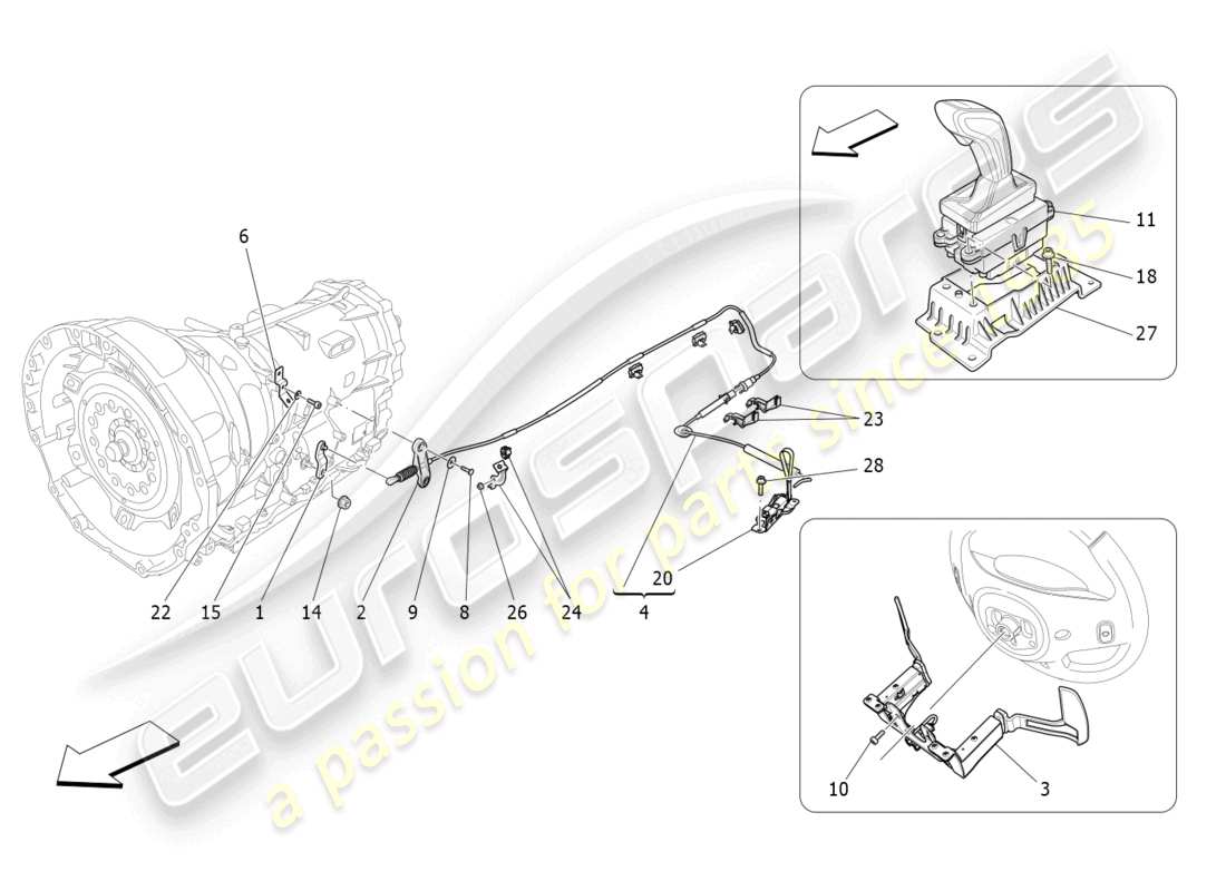 maserati levante modena s (2022) comandi del conducente per il diagramma delle parti del cambio automatico