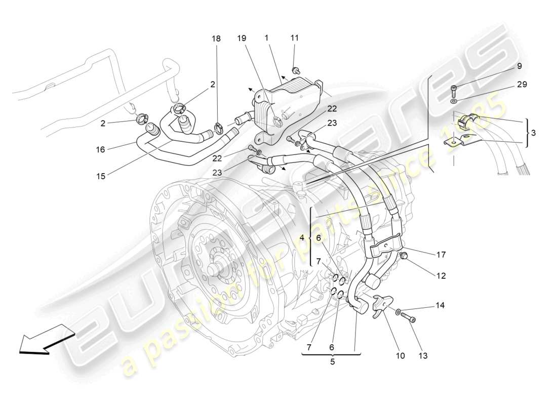 maserati levante (2020) lubrificazione e raffreddamento dell'olio del cambio diagramma delle parti