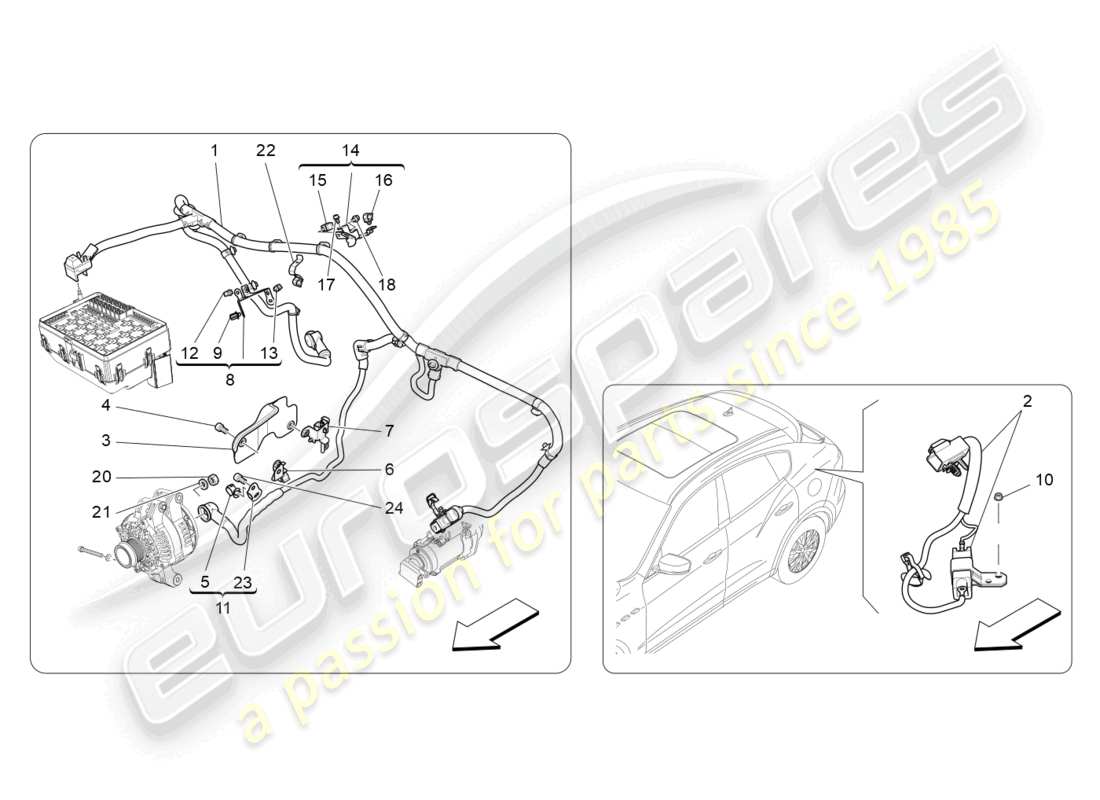 maserati levante zenga (2020) schema delle parti del cablaggio principale