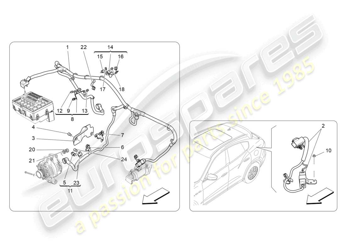 maserati levante (2017) cablaggio principale diagramma delle parti