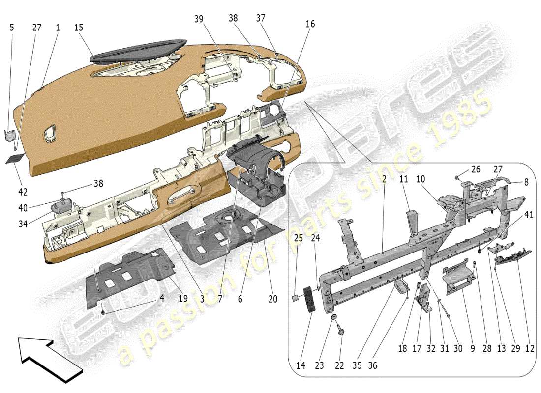 maserati mc20 (2024) unità cruscotto diagramma delle parti