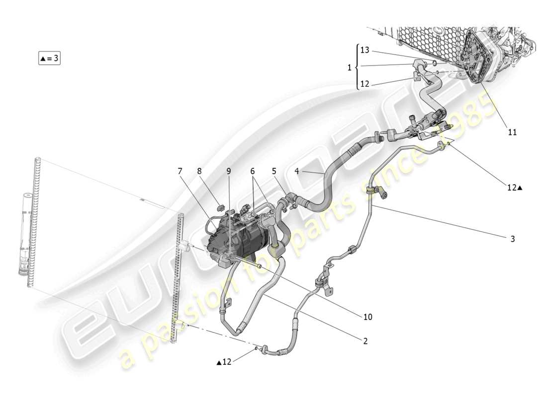 maserati grecale trofeo (2023) centralina a/c: dispositivi vano motore schema particolare