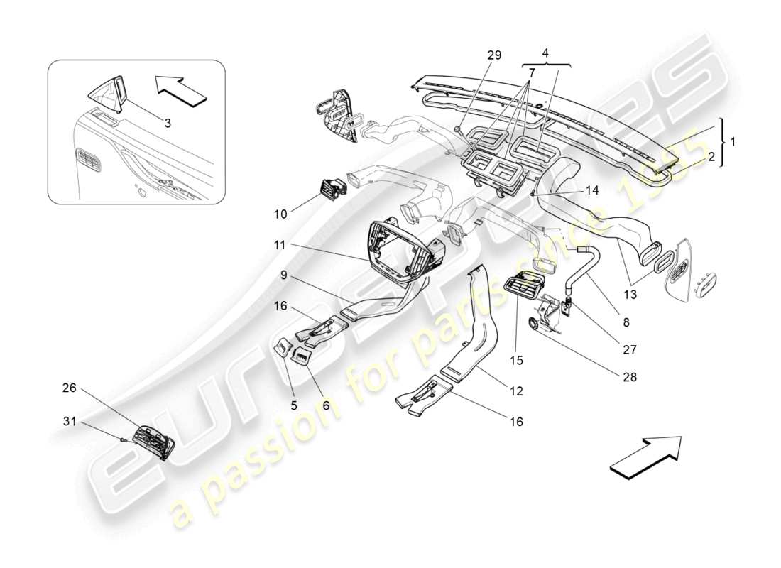 maserati ghibli (2017) unità a/c: schema particolare diffusione