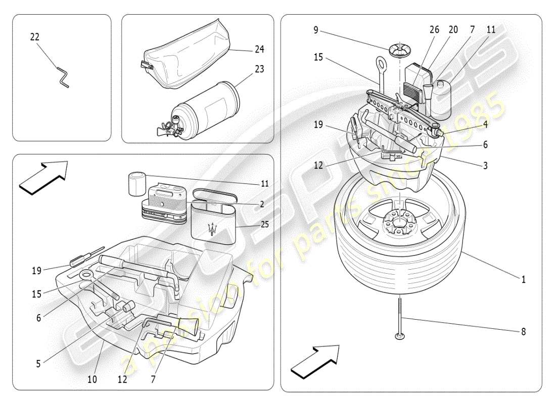 maserati ghibli (2019) fornitura standard schema delle parti