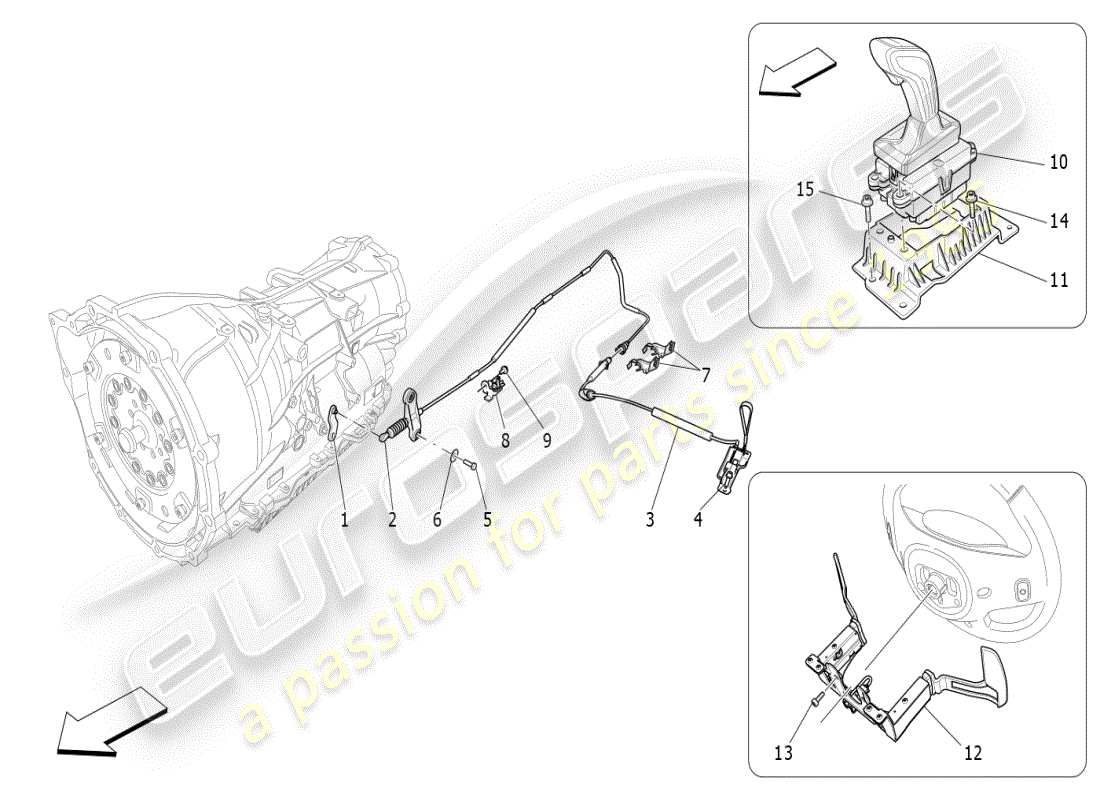maserati ghibli (2021) comandi del conducente per il diagramma delle parti del cambio automatico