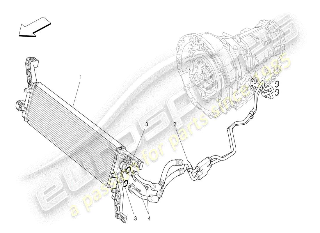 maserati ghibli (2019) diagramma delle parti di raffreddamento dell'olio del cambio e della lubrificazione