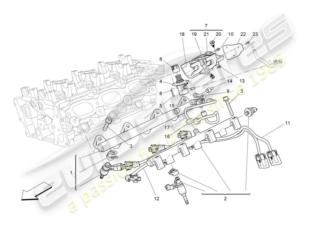 maserati ghibli (2016) pompe del carburante e linee di collegamento diagramma delle parti