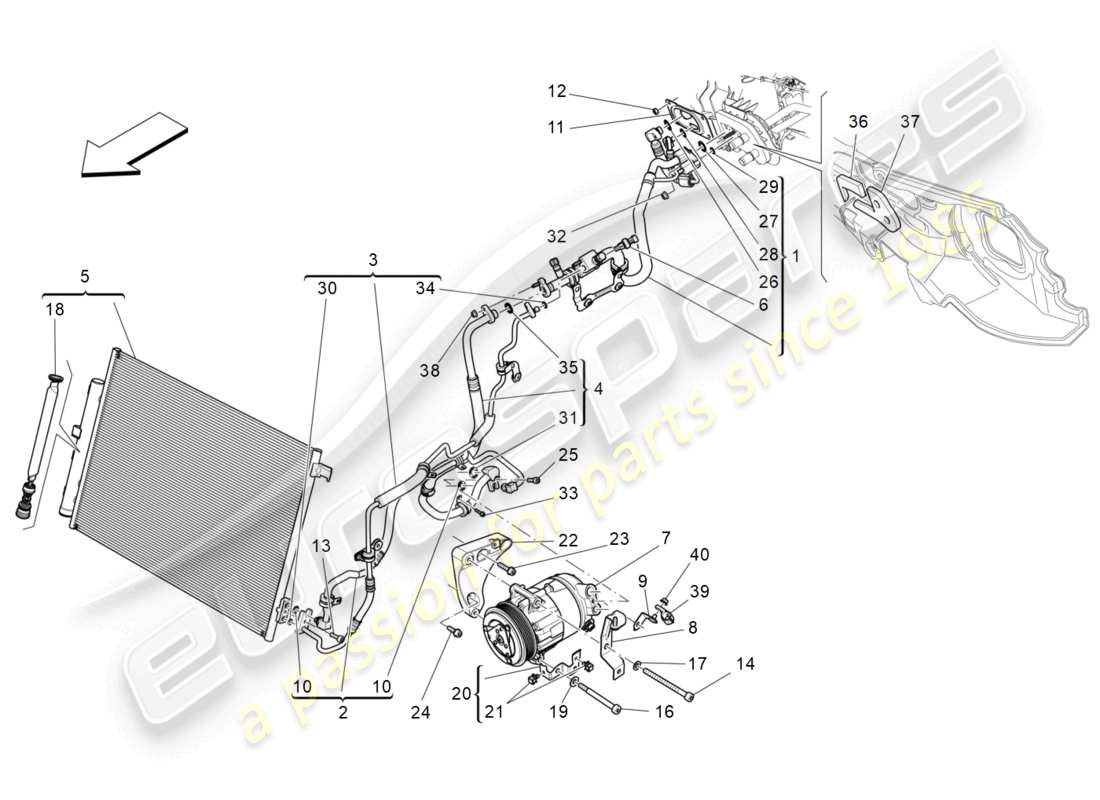 maserati levante (2020) centralina a/c: dispositivi vano motore schema particolare
