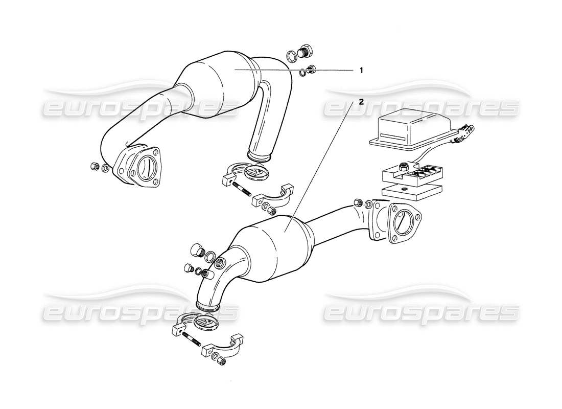 lamborghini diablo 6.0 (2001) diagramma delle parti del sistema di scarico (my 2001).