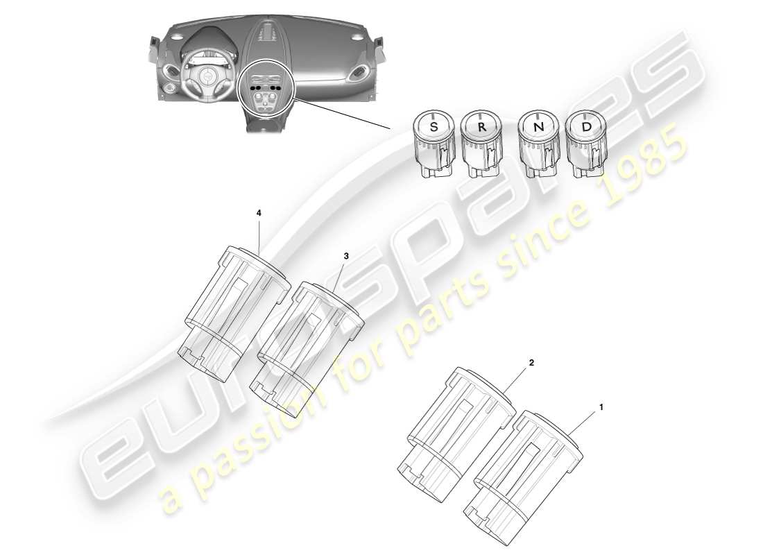 aston martin one-77 (2011) interruttori di trasmissione diagramma delle parti