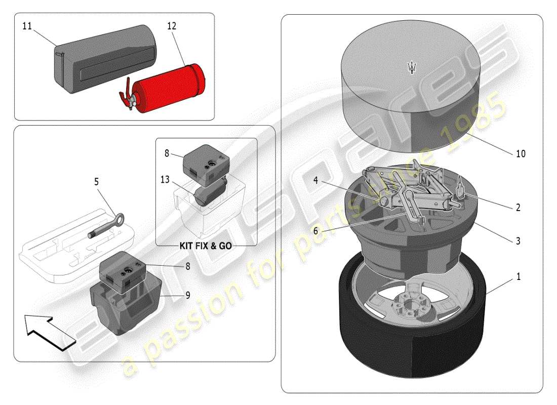 maserati grecale modena (2023) fornitura standard schema delle parti