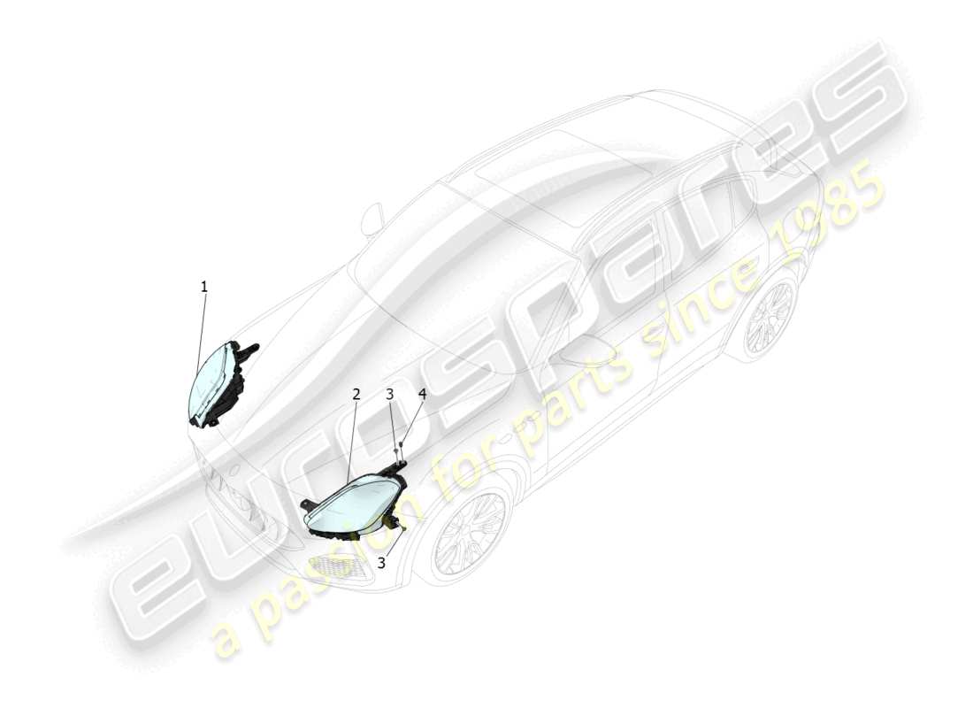 maserati grecale trofeo (2023) diagramma delle parti dei gruppi ottici