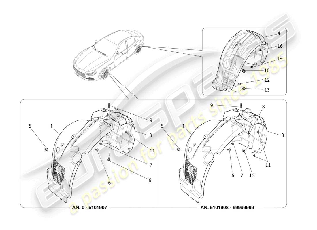 maserati ghibli (2016) timoneria e coperchi diagramma delle parti