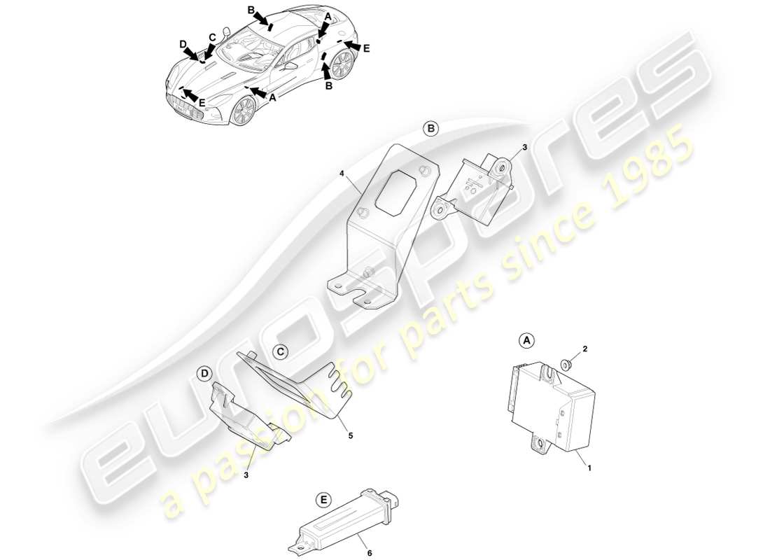 aston martin one-77 (2011) modulo pressione pneumatici diagramma delle parti