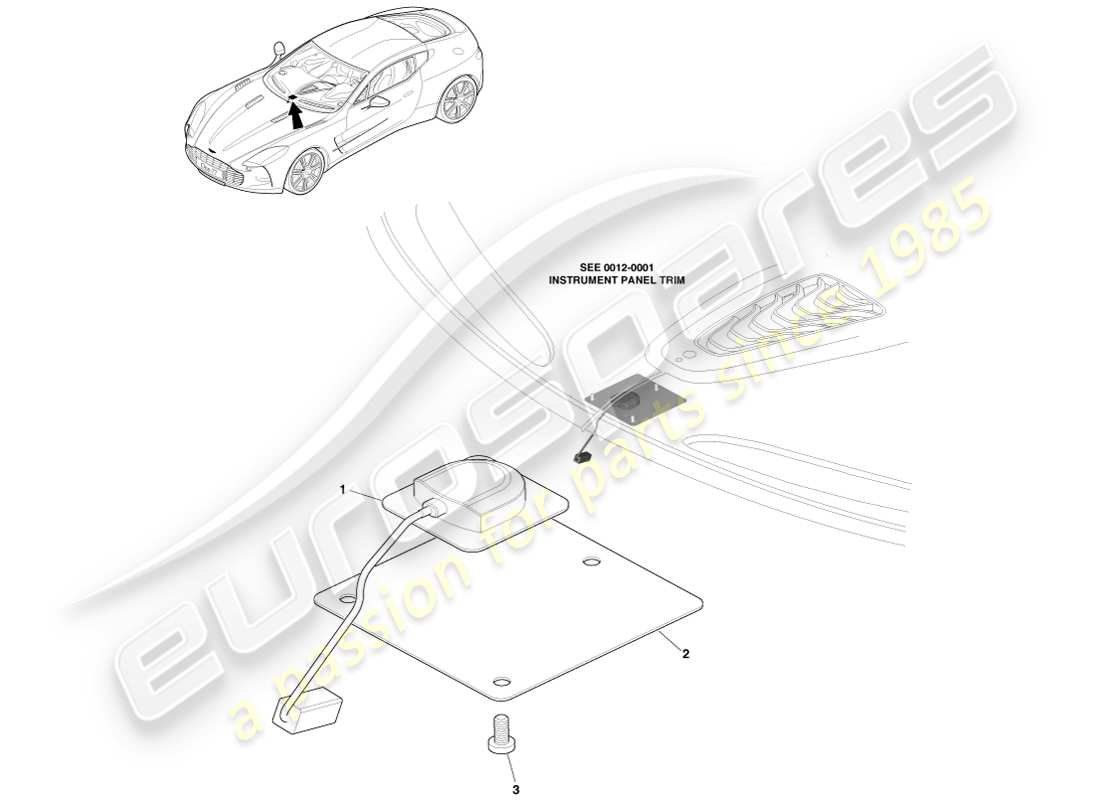aston martin one-77 (2011) antenna gps diagramma delle parti