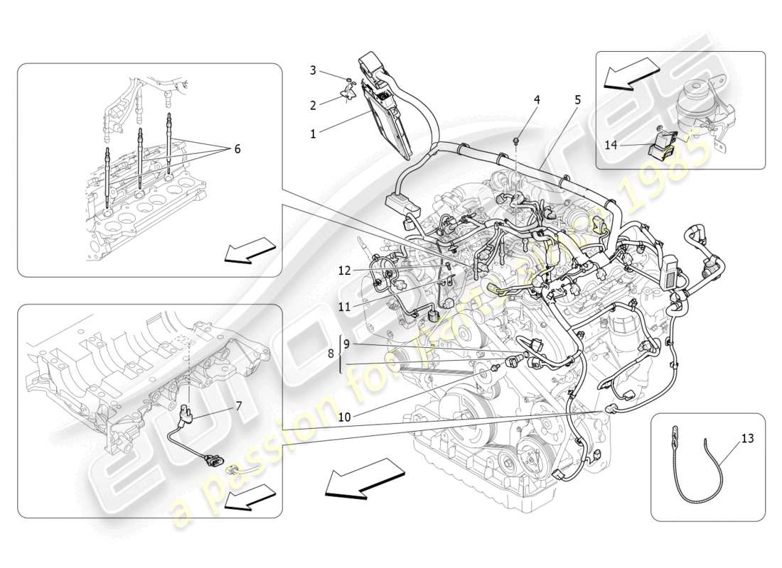 maserati ghibli (2014) controllo elettronico: diagramma delle parti di controllo dell'iniezione e della fasatura del motore