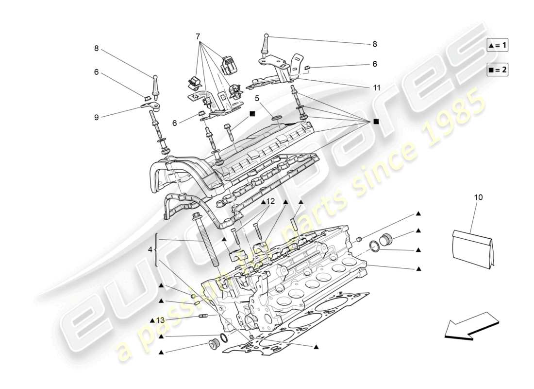 maserati ghibli (2014) schema delle parti della testata destra