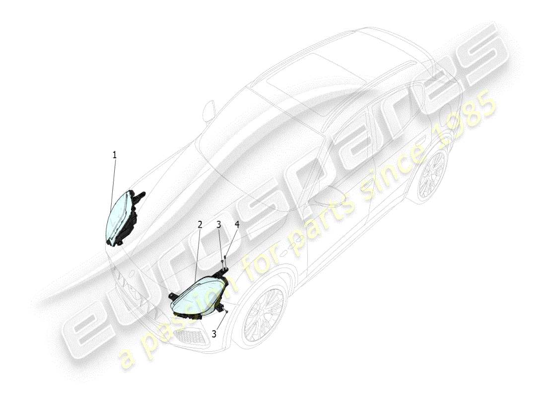 maserati grecale modena (2023) diagramma delle parti dei gruppi ottici