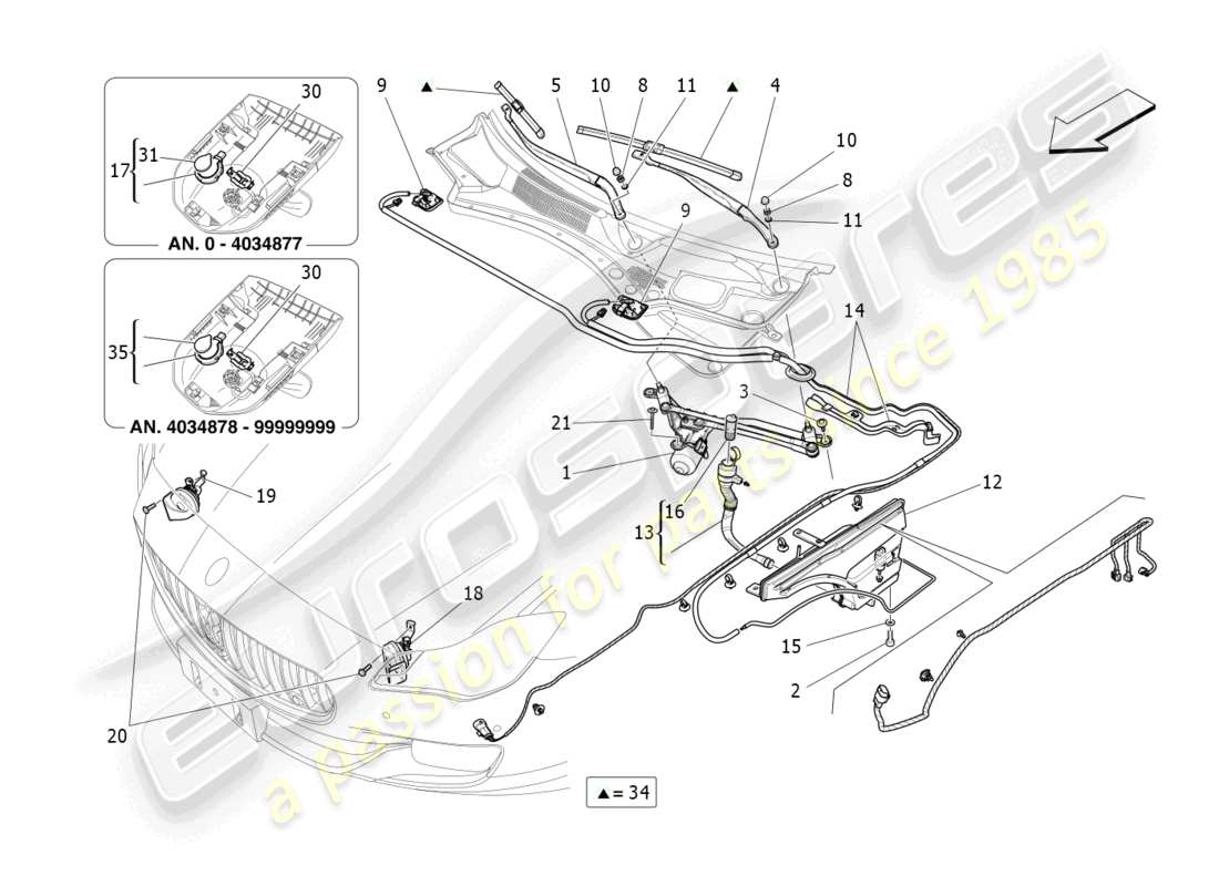 maserati quattroporte (2018) diagramma delle parti dei dispositivi esterni del veicolo