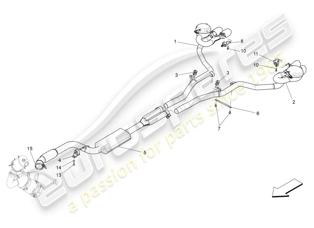 maserati ghibli (2014) silenziatori diagramma delle parti