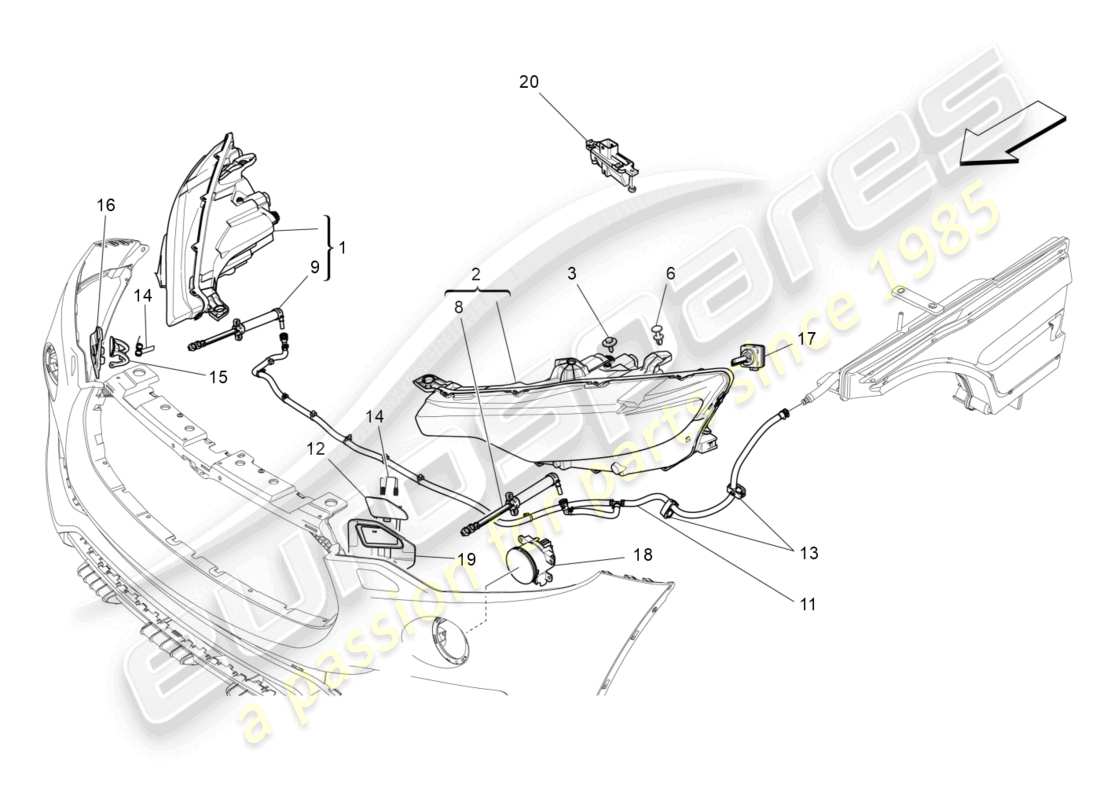 maserati levante zenga (2020) diagramma delle parti dei gruppi ottici