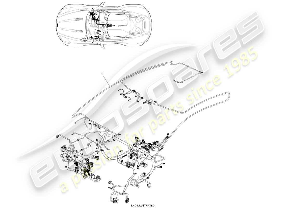 aston martin one-77 (2011) cablaggio ip diagramma delle parti
