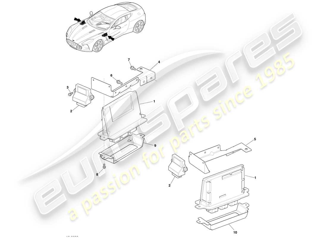 aston martin one-77 (2011) assemblaggio ecu diagramma delle parti