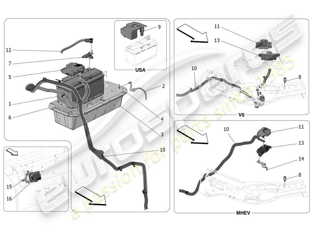 maserati grecale gt (2023) diagramma delle parti di generazione e accumulo di energia