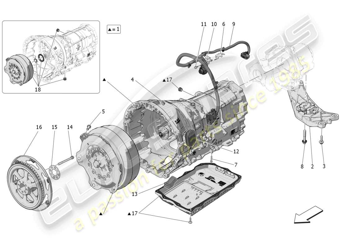 maserati grecale trofeo (2023) alloggiamenti del cambio diagramma delle parti