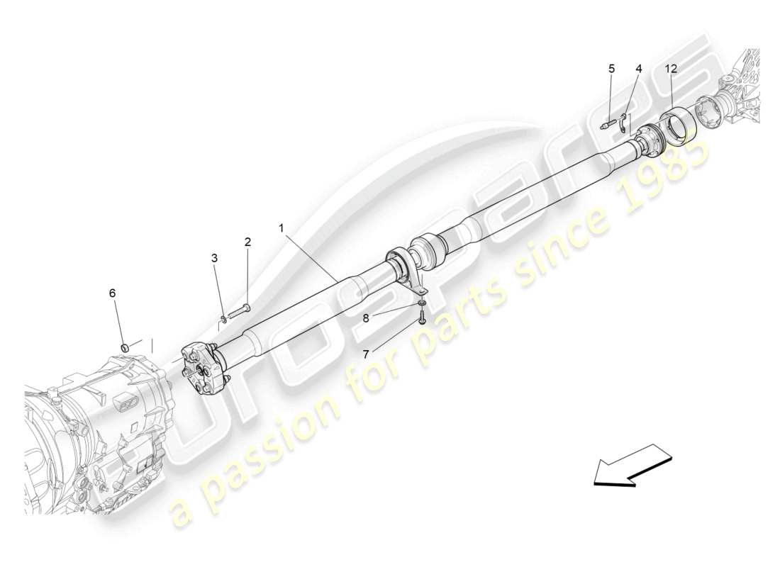 maserati quattroporte (2018) schema delle parti dell'albero di trasmissione