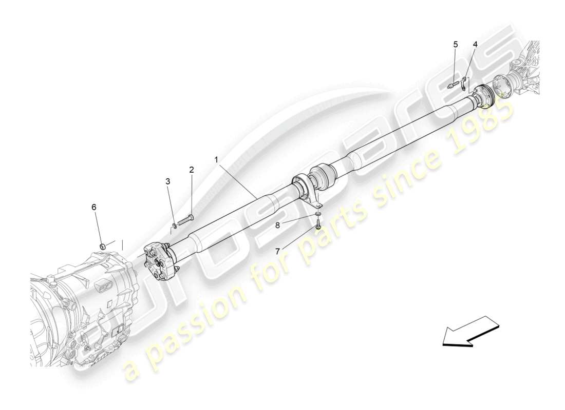 maserati quattroporte (2018) schema delle parti dell'albero di trasmissione