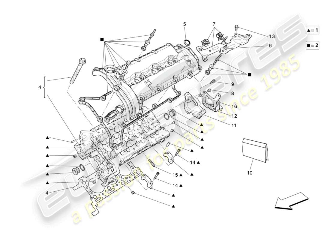 maserati ghibli (2017) diagramma delle parti della testata del cilindro sinistra