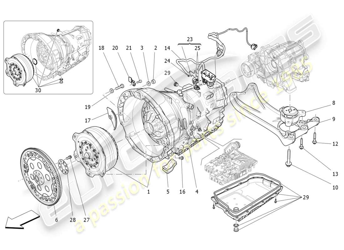 maserati levante zenga (2020) diagramma delle parti degli alloggiamenti del cambio