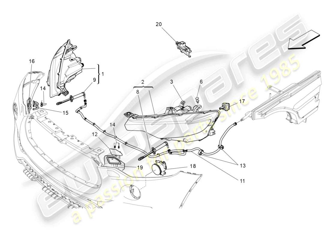 maserati levante (2020) gruppi fari diagramma delle parti