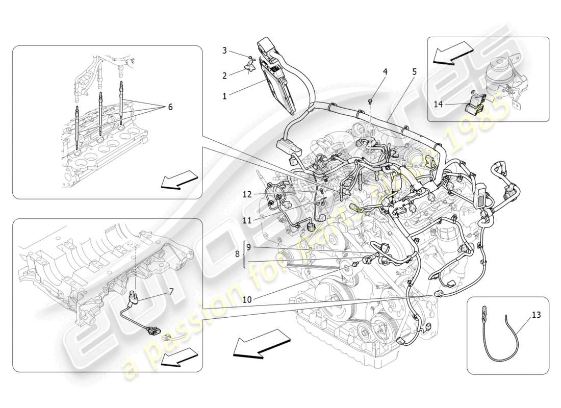 maserati ghibli (2017) controllo elettronico: diagramma delle parti di controllo dell'iniezione e della fasatura del motore