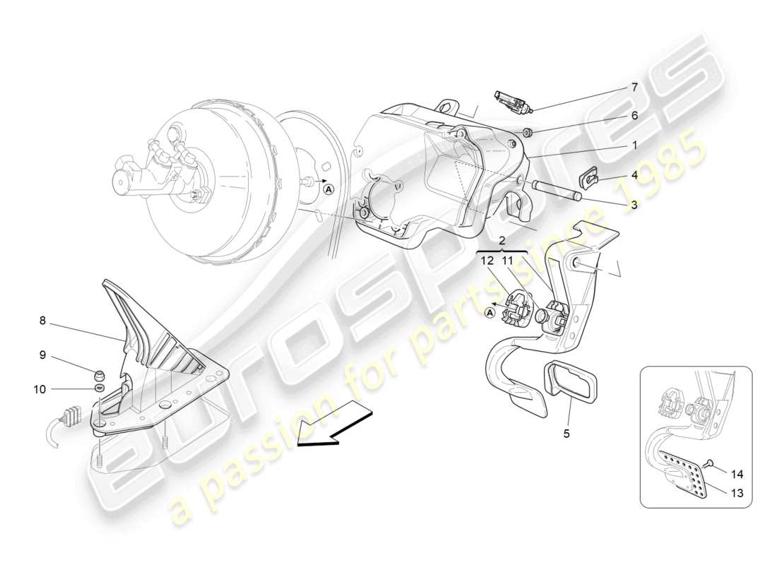 maserati grancabrio mc (2013) schema completo delle parti dell'unità pedaliera