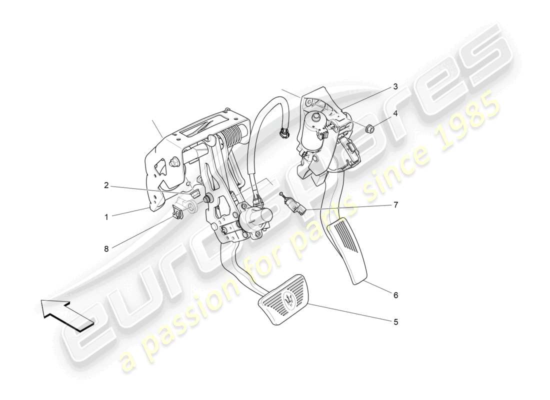 maserati levante gts (2020) schema completo delle parti dell'unità pedaliera