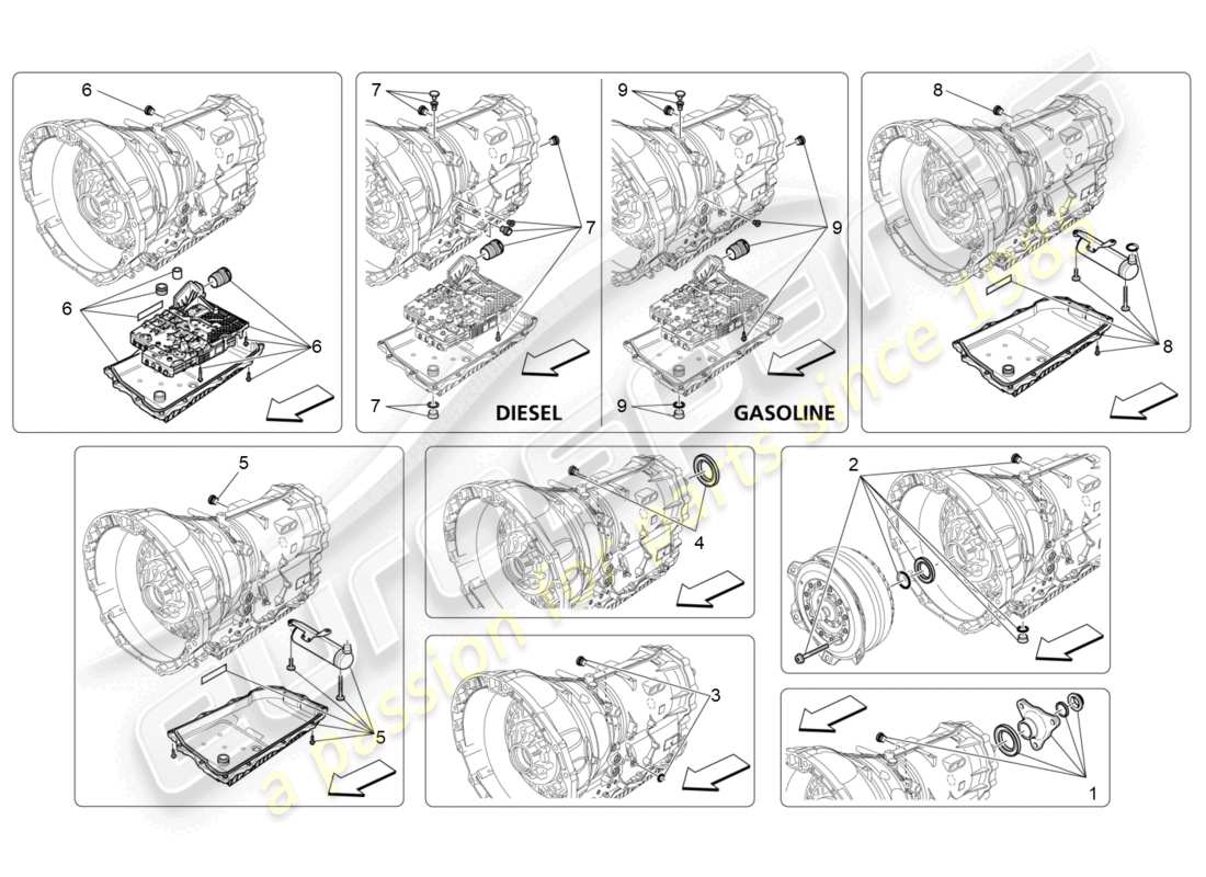 maserati ghibli fragment (2022) alloggiamenti del cambio diagramma delle parti