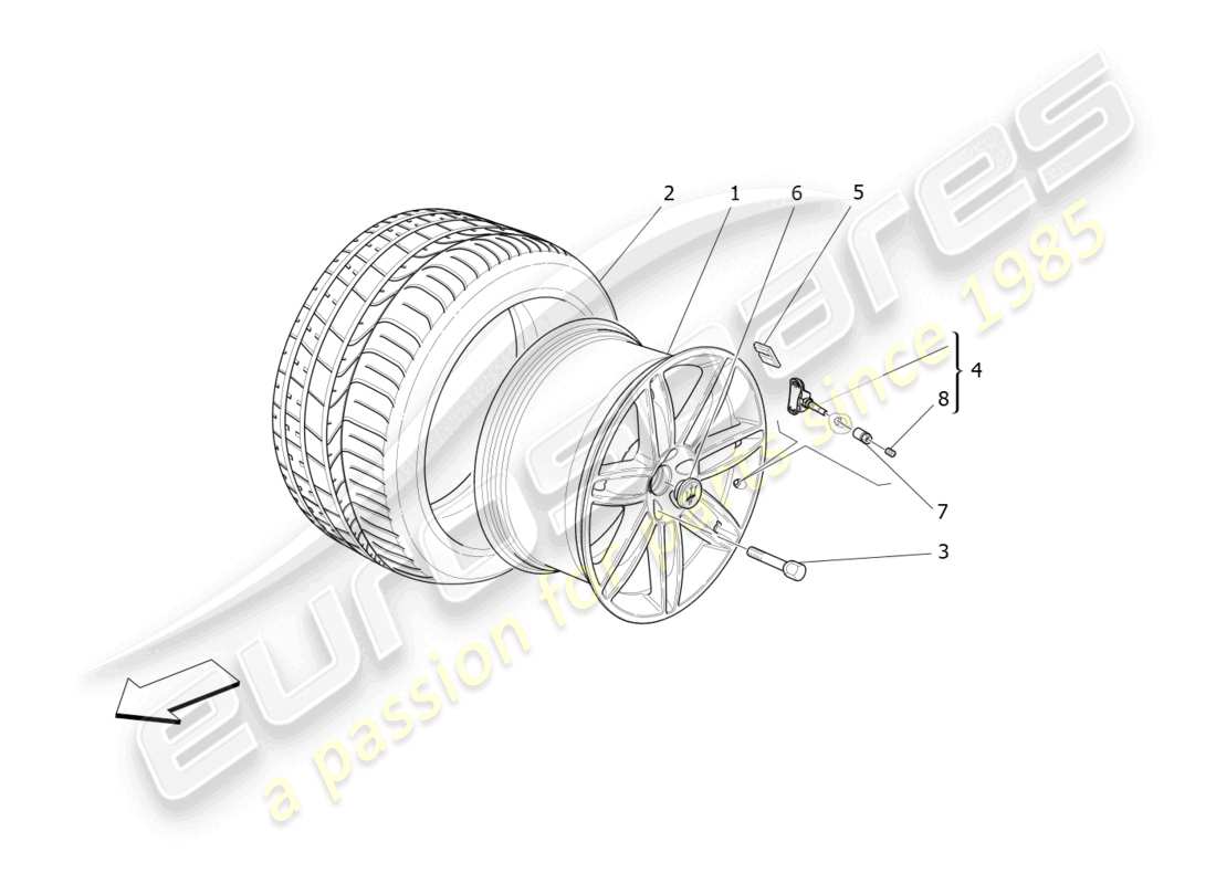maserati ghibli fragment (2022) diagramma delle parti di ruote e pneumatici