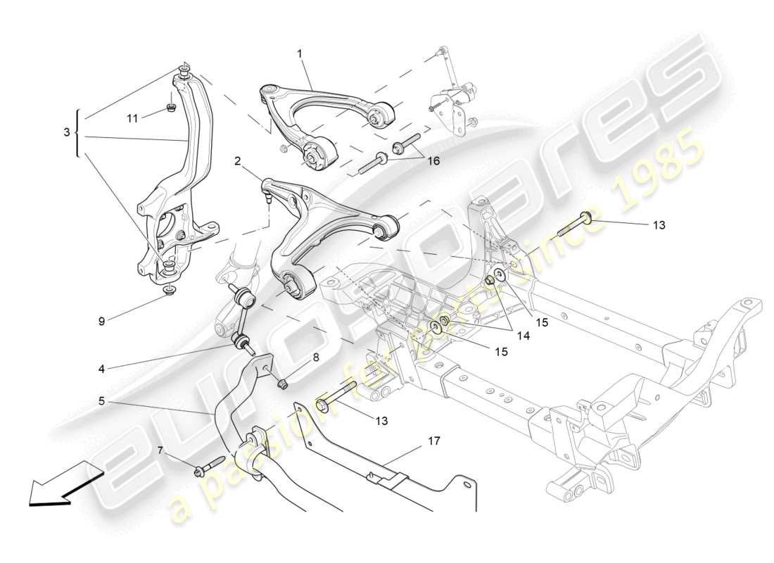 maserati levante (2020) sospensioni anteriori diagramma delle parti