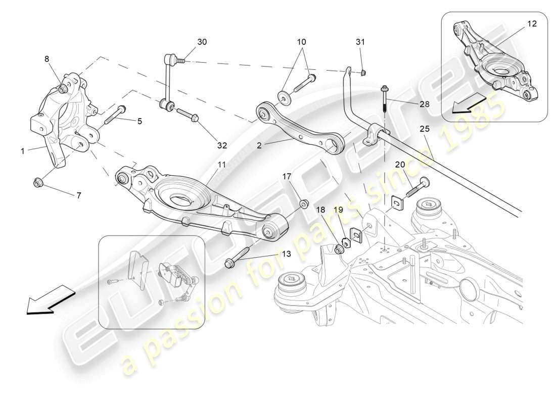 maserati levante (2020) sospensione posteriore diagramma delle parti