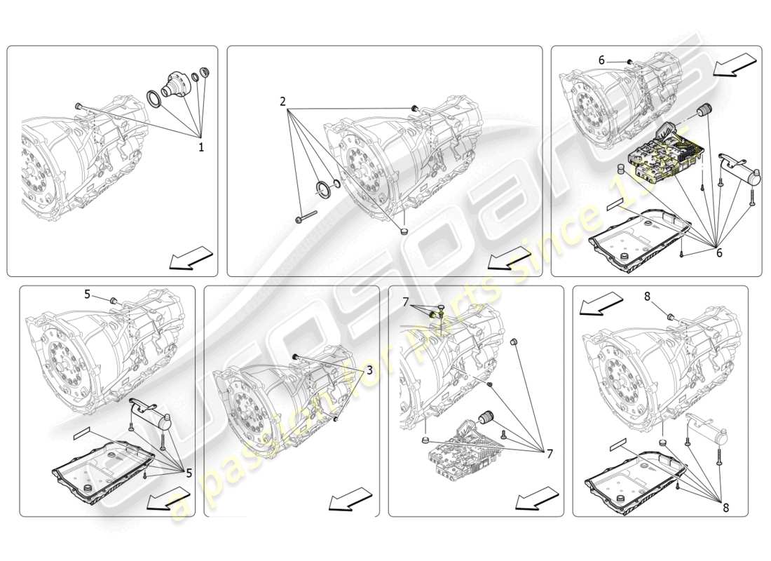 maserati ghibli fragment (2022) diagramma delle parti degli alloggiamenti del cambio