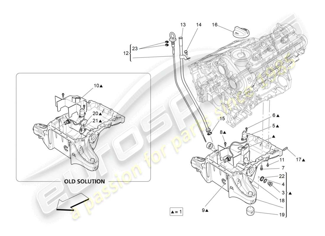 maserati ghibli (2016) sistema di lubrificazione: diagramma delle parti del circuito e della raccolta