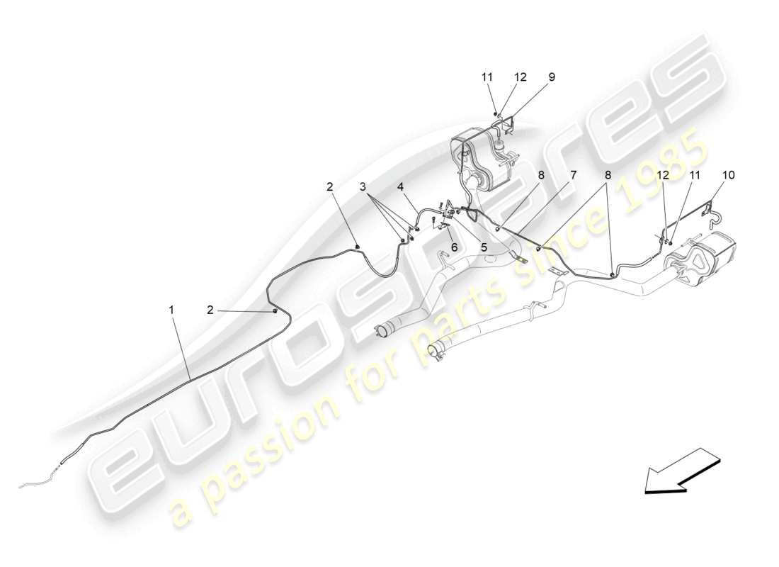 maserati levante gts (2020) diagramma delle parti del sistema d'aria aggiuntivo