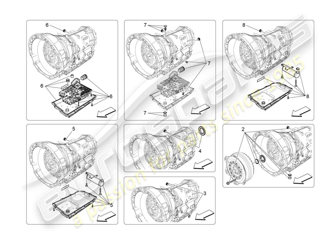 maserati levante gts (2020) diagramma delle parti degli alloggiamenti del cambio