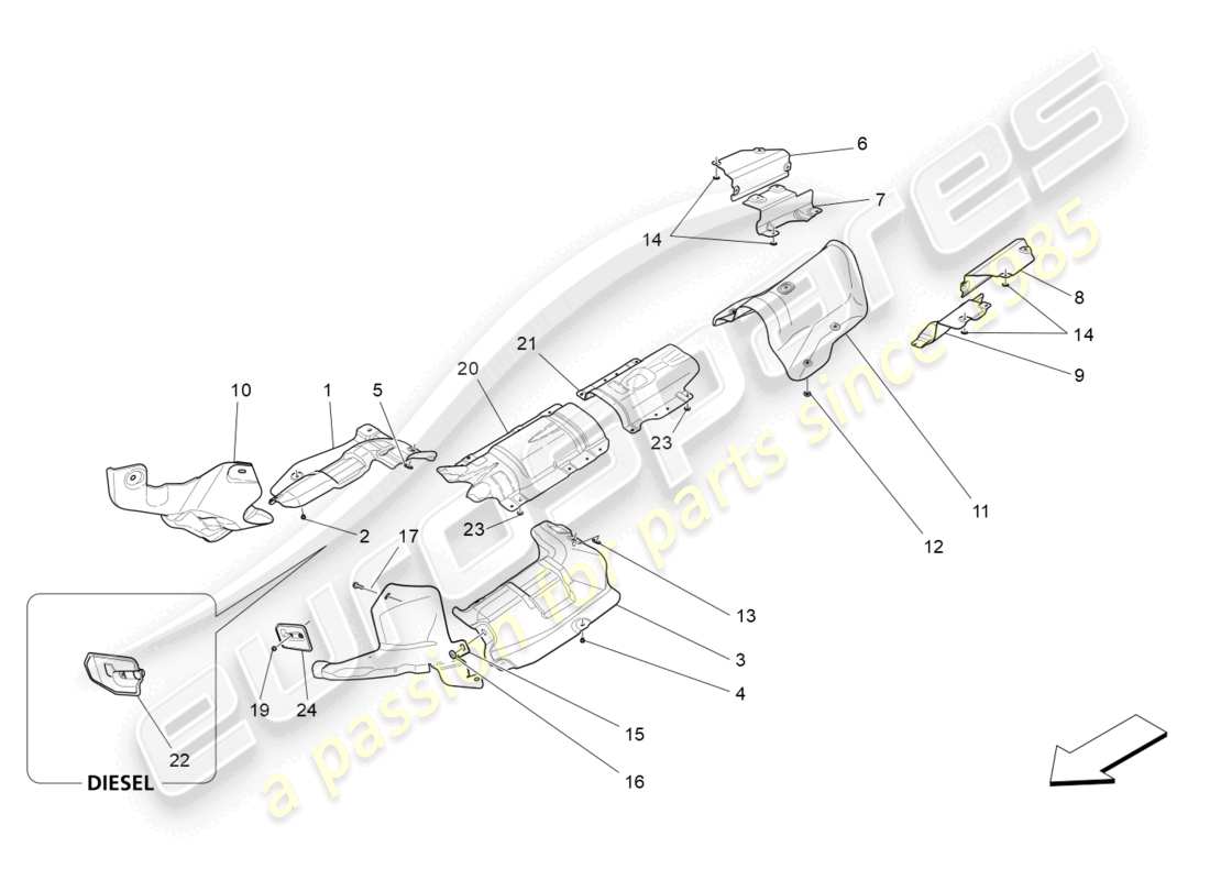 maserati ghibli (2015) pannelli termoisolanti diagramma delle parti