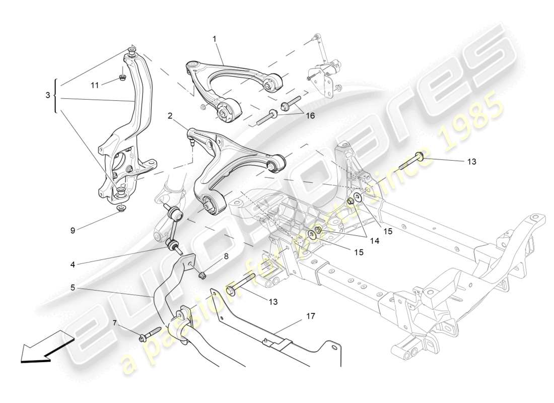 maserati levante zenga (2020) diagramma delle parti della sospensione anteriore