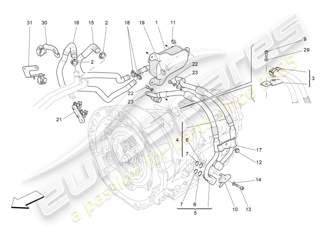 maserati levante modena s (2022) diagramma delle parti di raffreddamento dell'olio del cambio e della lubrificazione