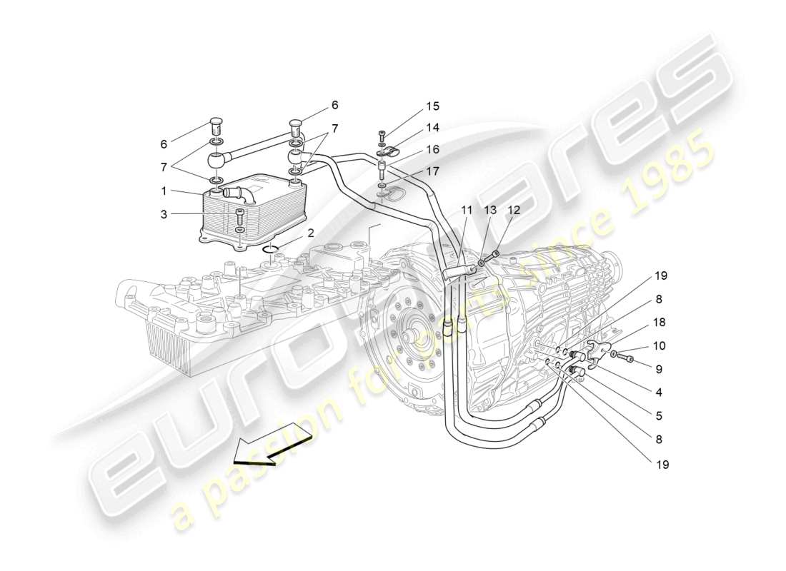 maserati grancabrio mc (2013) diagramma delle parti di raffreddamento dell'olio del cambio e della lubrificazione