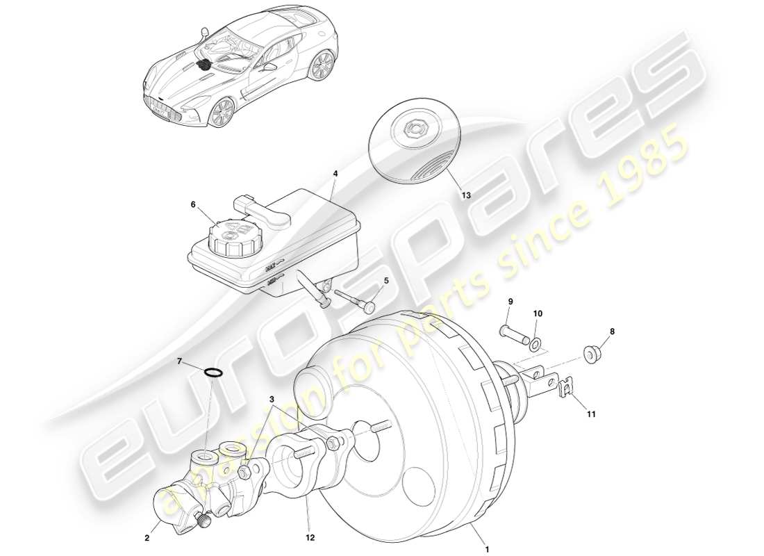 aston martin one-77 (2011) diagramma delle parti del gruppo freno di potenza